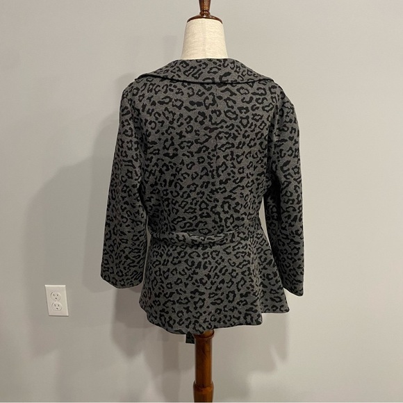 Sandro Leopard Print Belted Blazer Coat Medium - Picture 5 of 10